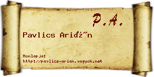 Pavlics Arián névjegykártya